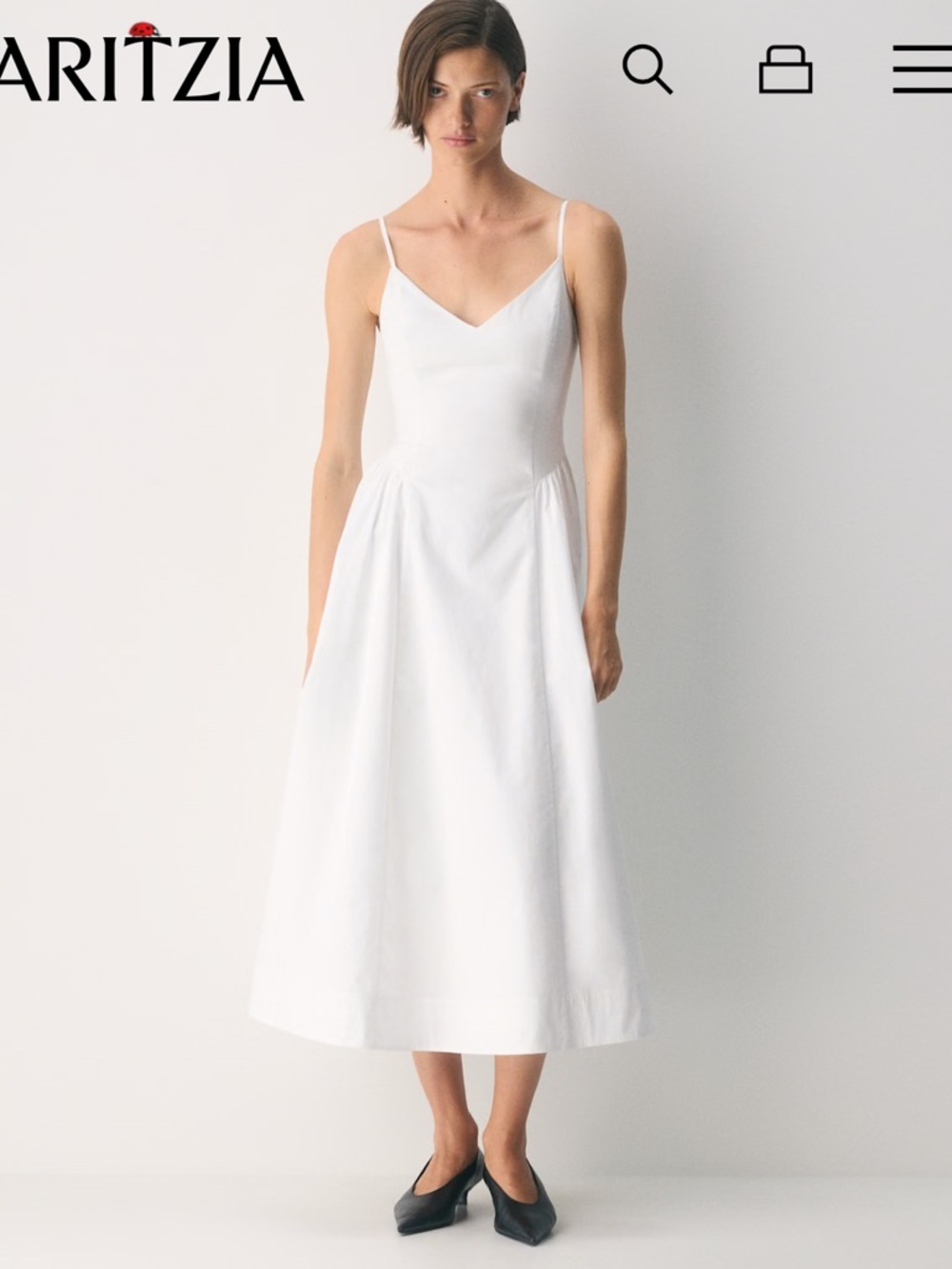 Aritzia White Strapless-Style Poplin Dress